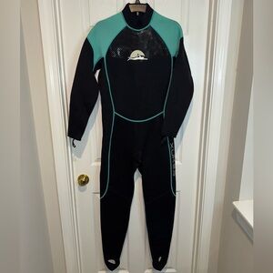 XuKer Black and Teal Bodysuit Swimwear with Neoprene Flexibility. Size L. NWOT